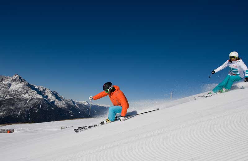 sciare nelle Dolomiti